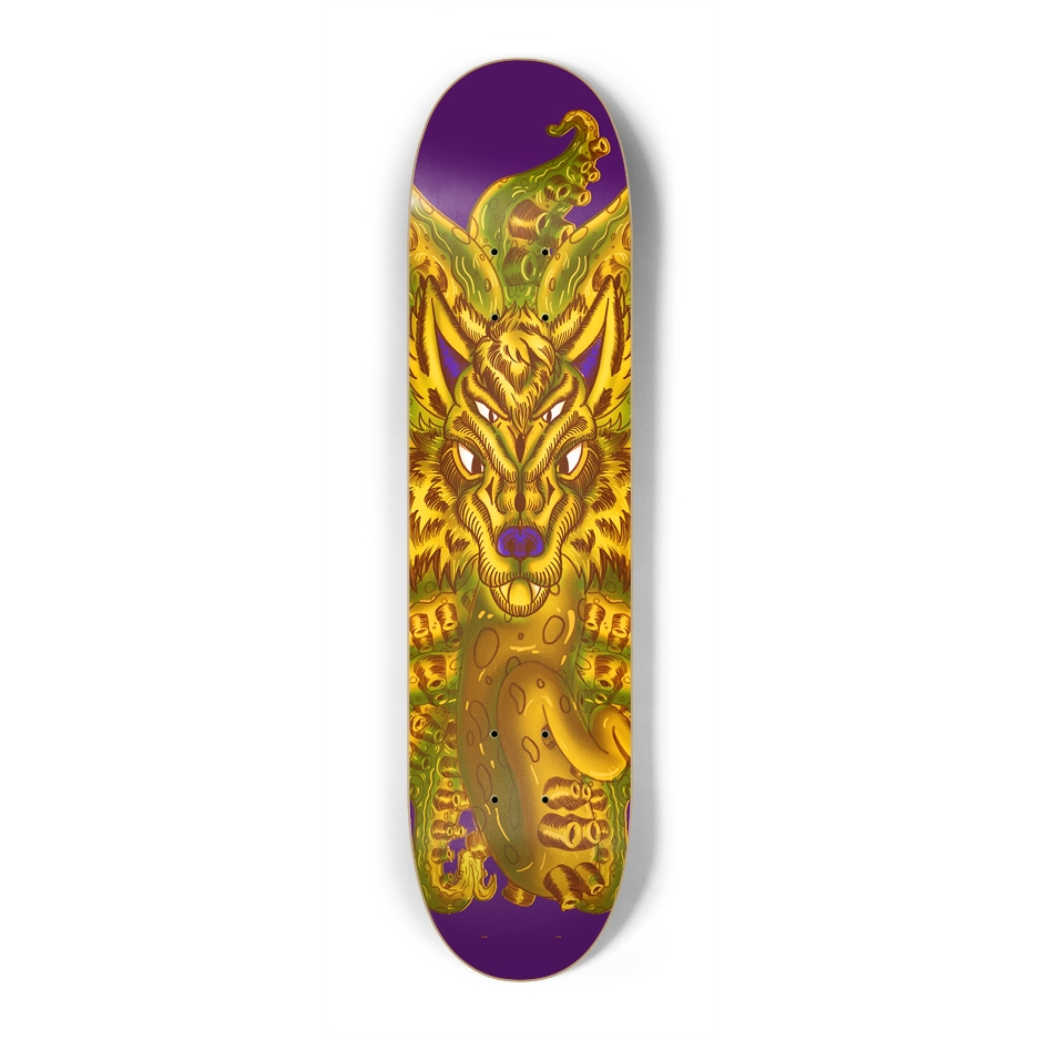 Golden Wolf Tulu 7.25" Skateboard AMCThorn Art