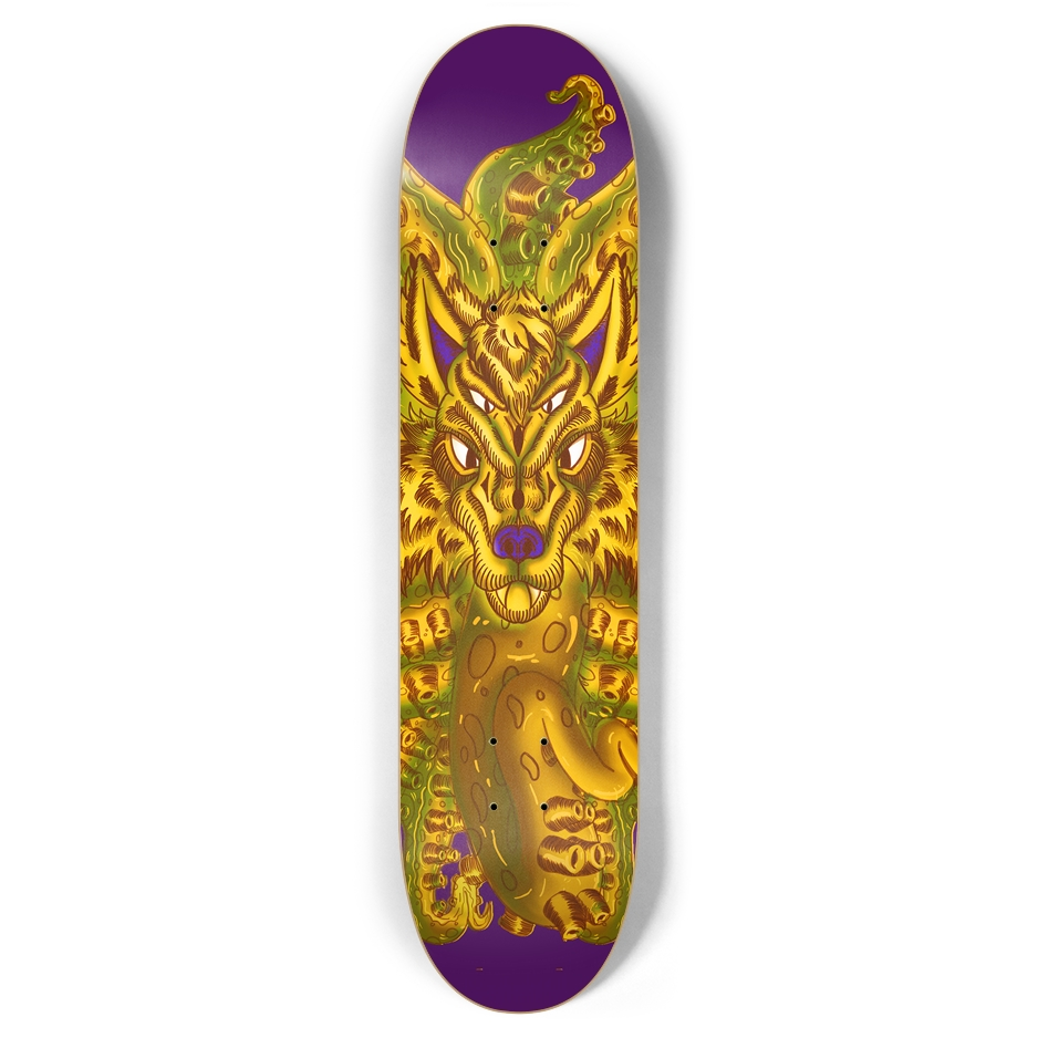 Golden Wolf Tulu 7.87" Skateboard AMCThorn Art