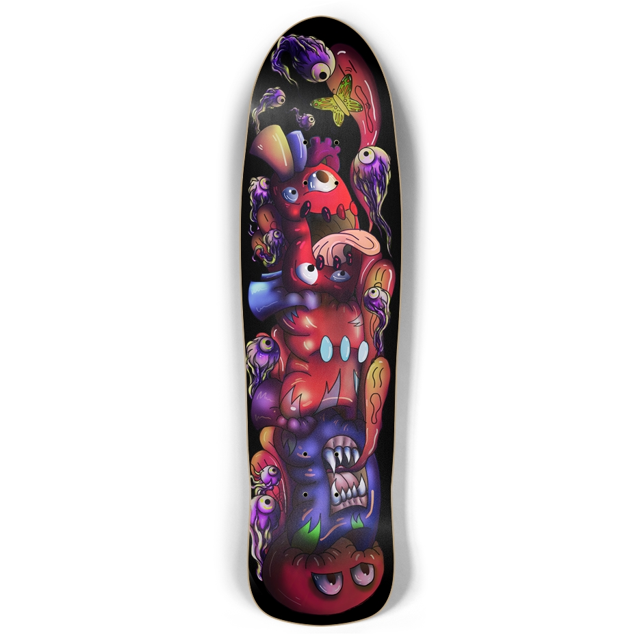 ChaosHeart Totem Retro Rocket Skateboard AMCThorn Art