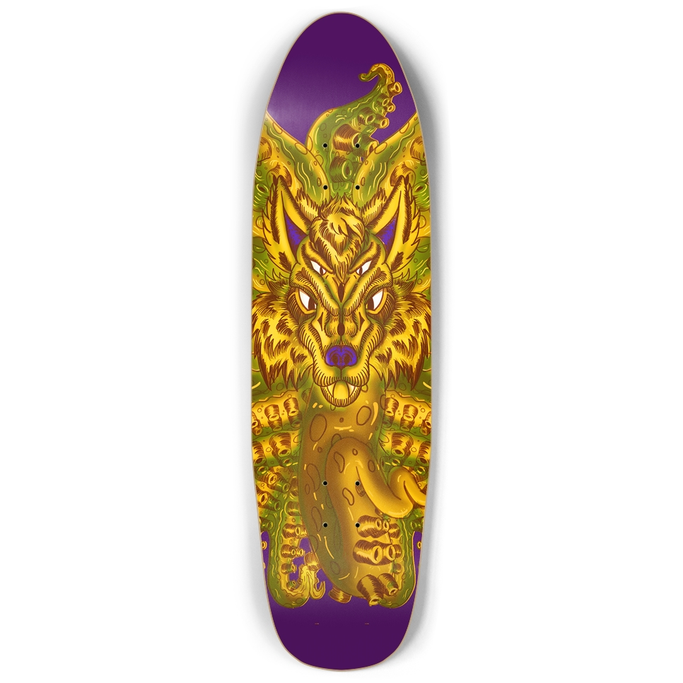 Golden Wolf Tulu Punk Nose Skateboard AMCThorn Art
