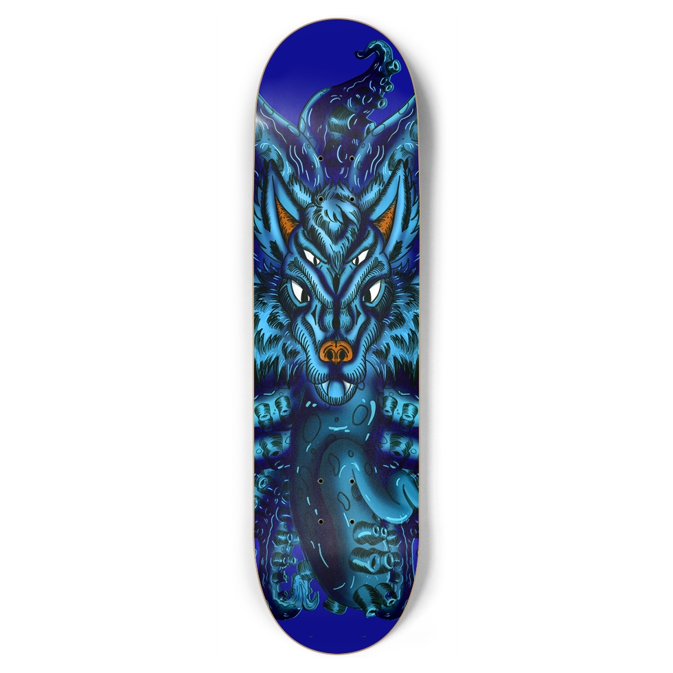 Blue Wolf Tulu 8.75" Skateboard AMCThorn Art