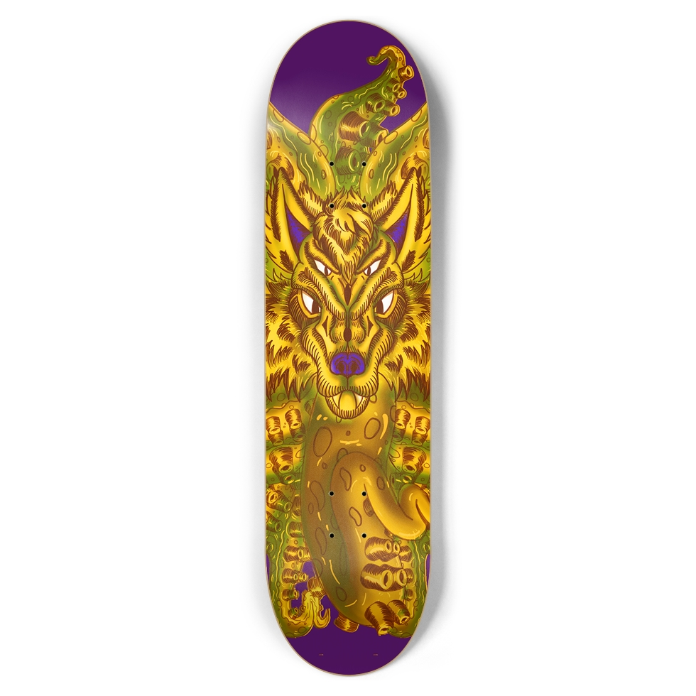 Golden Wolf Tulu 8.5" Skateboard AMCThorn Art
