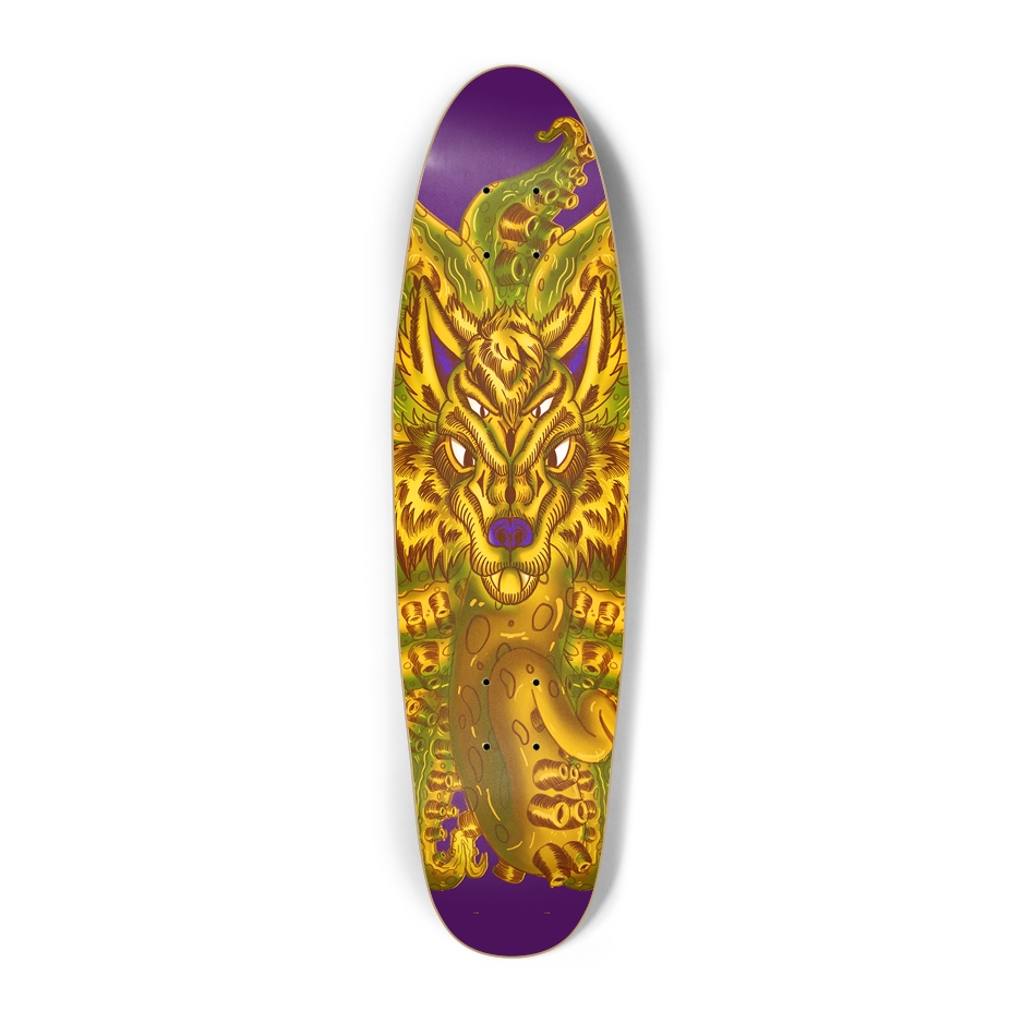 Golden Wolf Tulu Crusier Skateboard AMCThorn Art