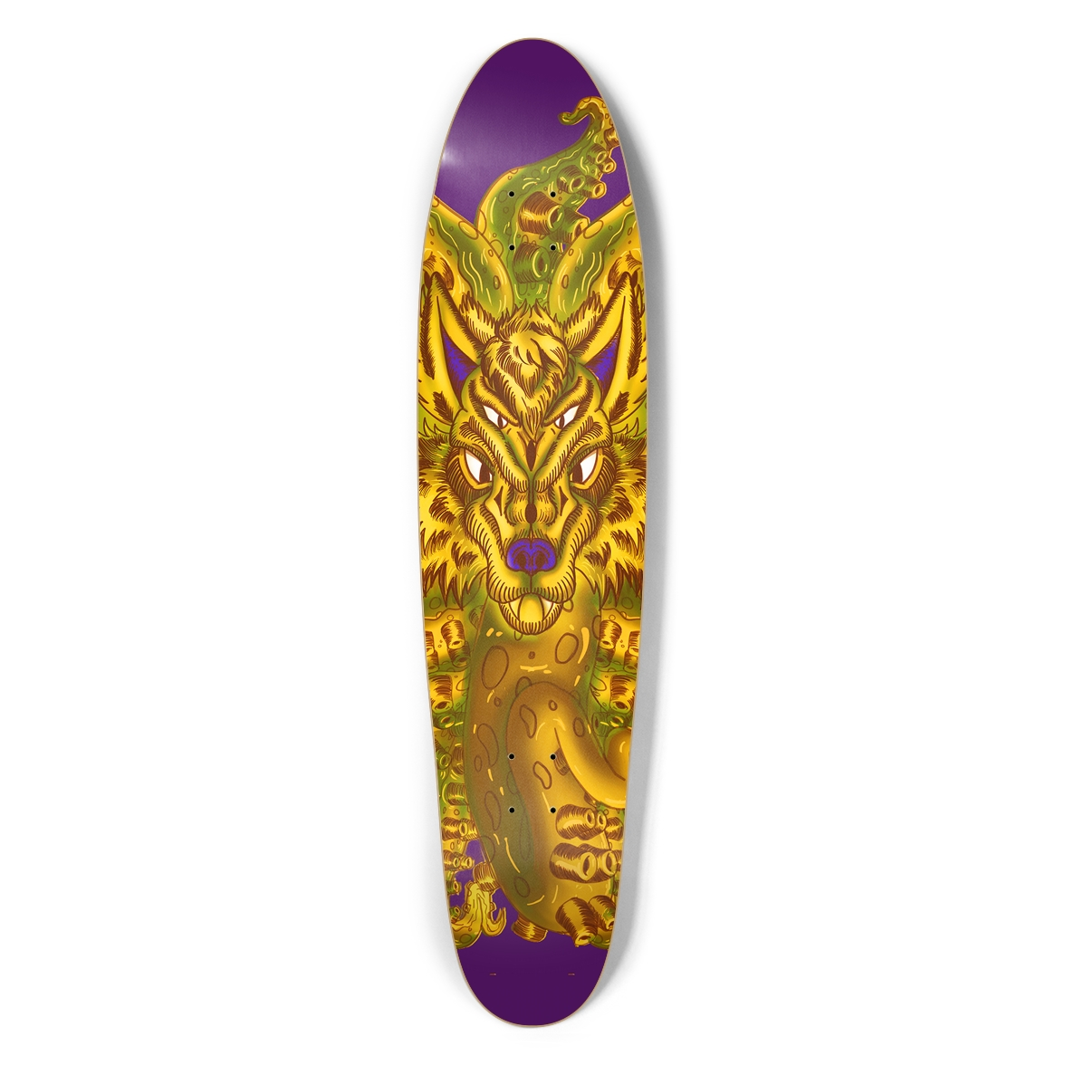 Golden Wolf Tulu Longboard AMCThorn Art